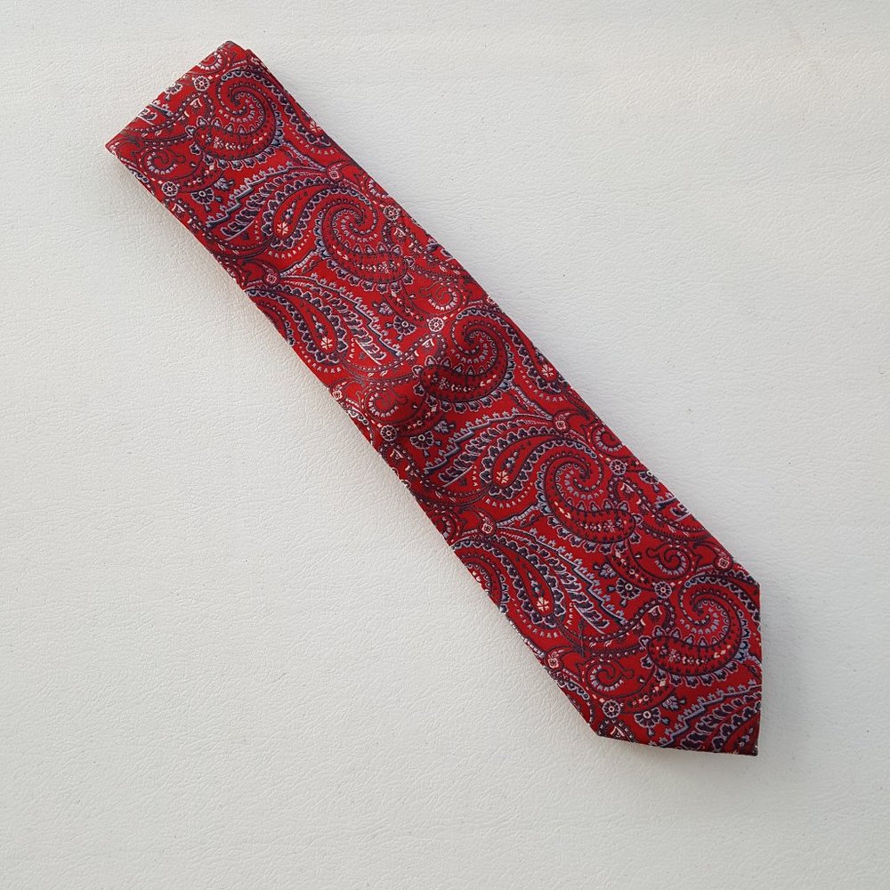 Burma Bibas Paisley Print Silk Necktie